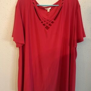 Cato size 26/28 dark red top EUC 94% polyester 6% spandex